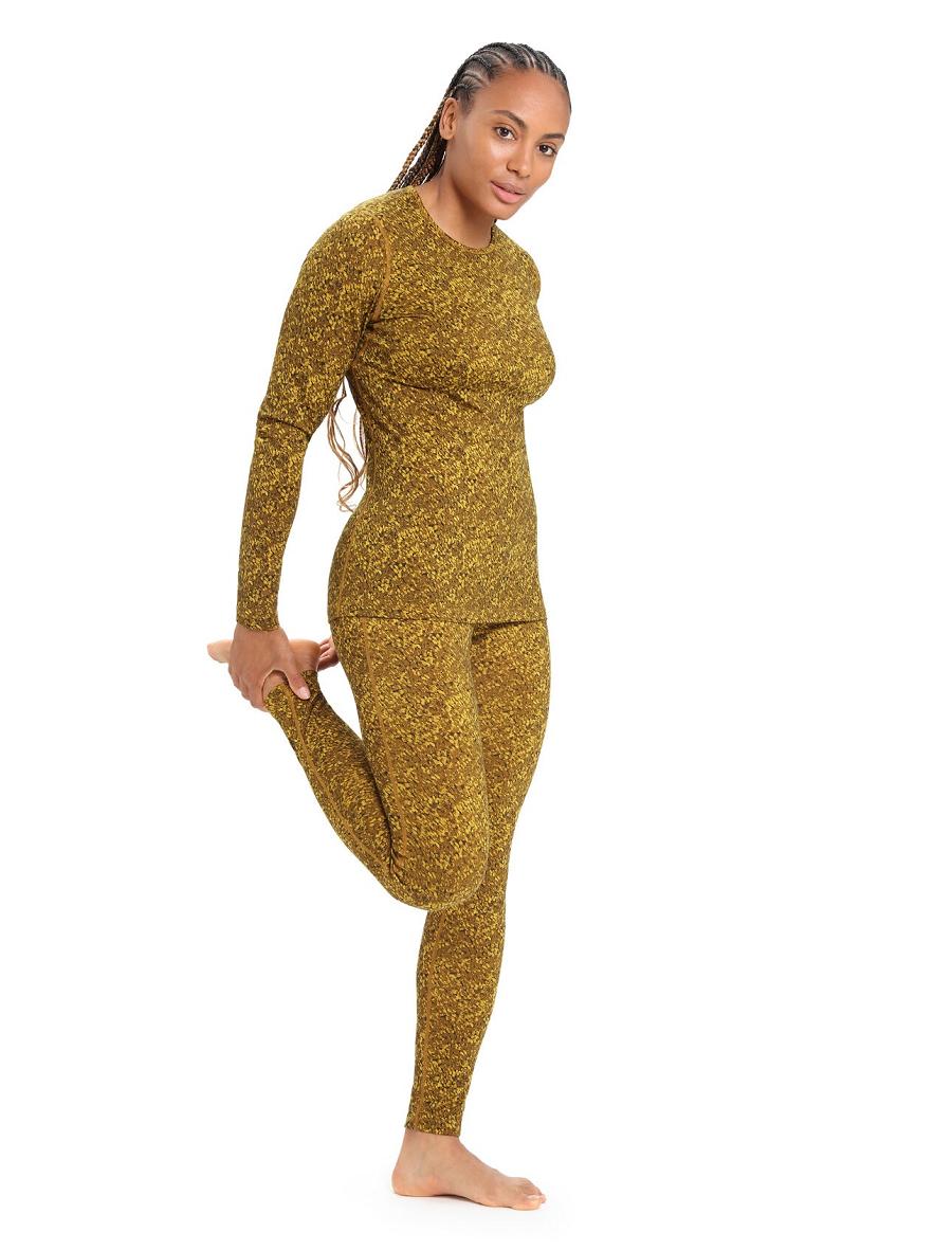 Silent Gold / Clove Women's Icebreaker Merino 200 Oasis Long Sleeve Crewe Lichen One Piece & Sets | USA 1797MQZA